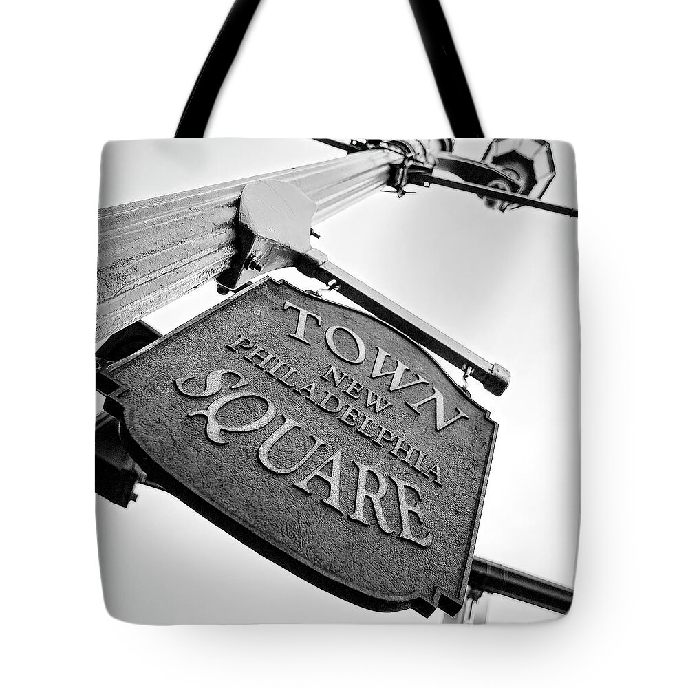 New Philadelphia Tote Bag featuring the photograph Town Square Sign by Deborah Penland