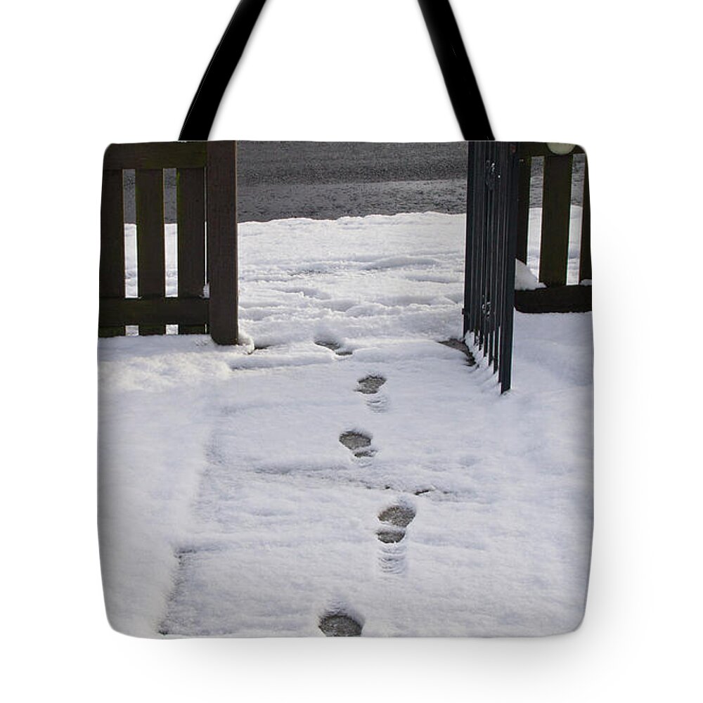 Traces On Snow Tote Bag featuring the photograph Traces in the Snow by Elena Perelman