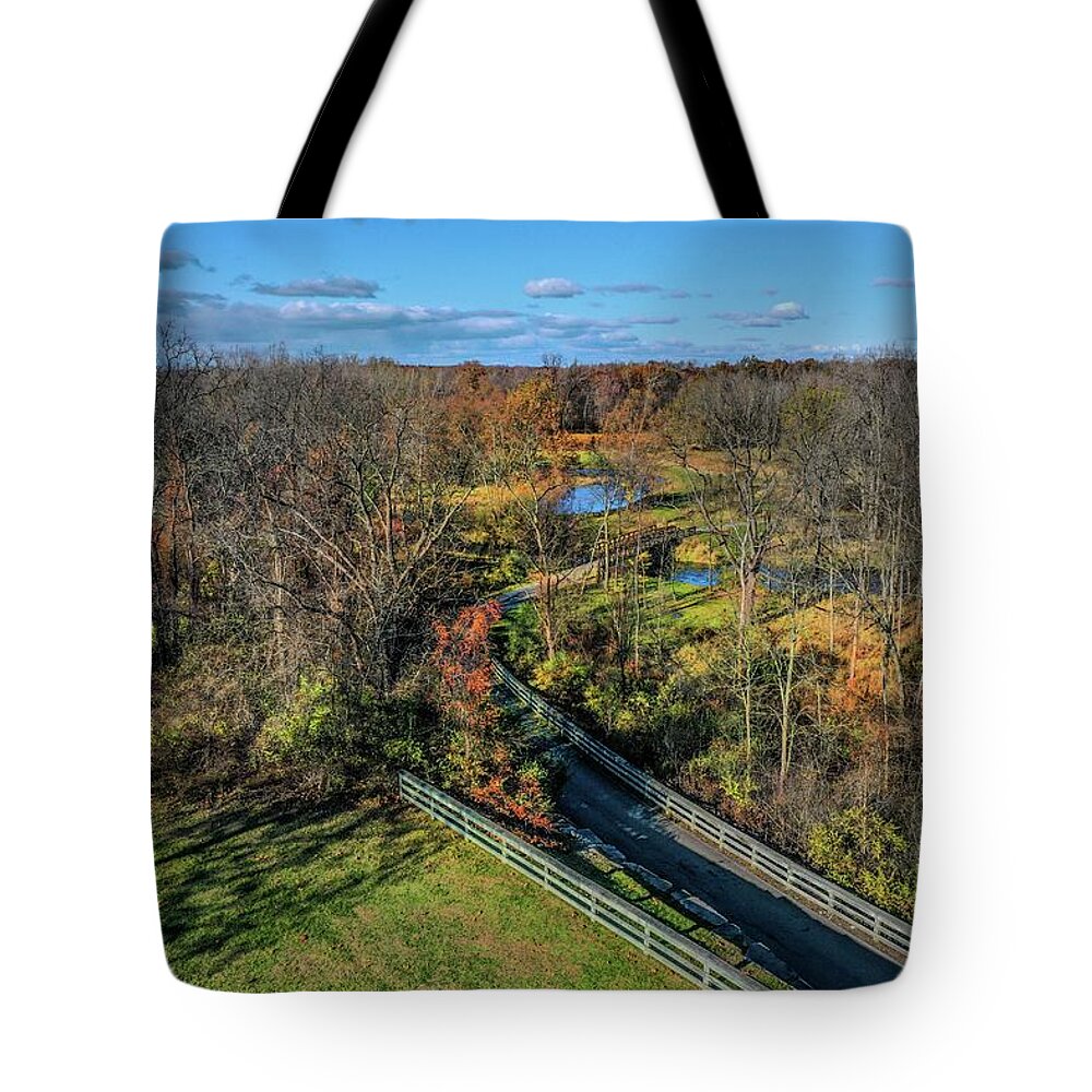 Rochester Tote Bag featuring the photograph Trail in River Bend Park DJI_0381 by Michael Thomas