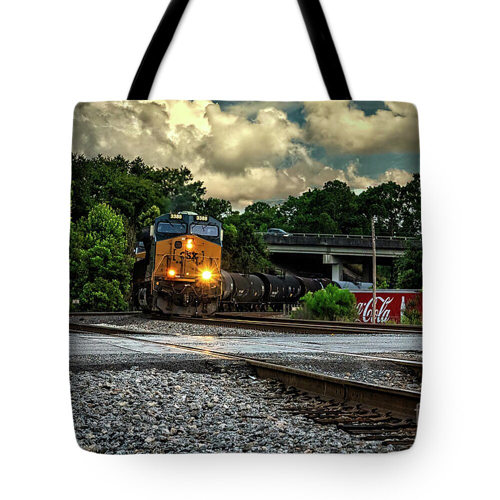 Trains Tote Bag featuring the photograph Train and Tracks by DB Hayes
