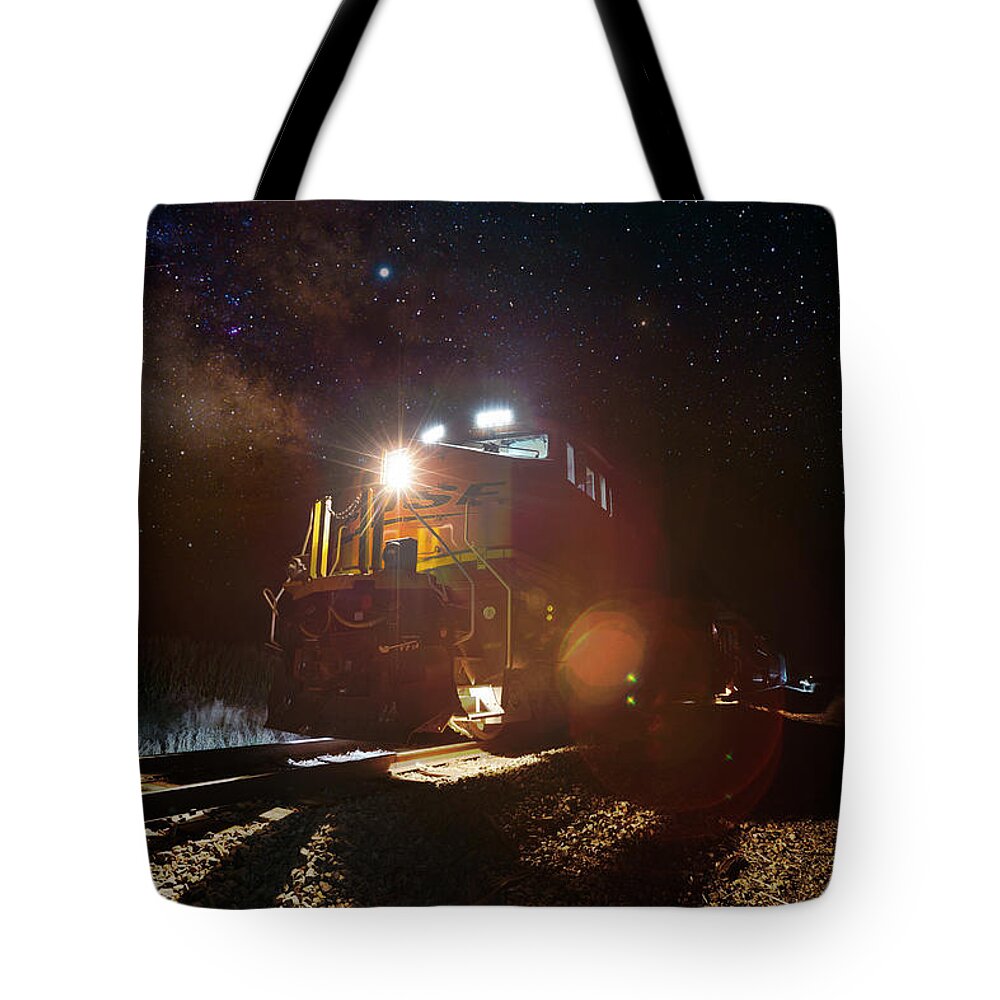 Milky Way Tote Bag featuring the photograph Train of Thought by Aaron J Groen