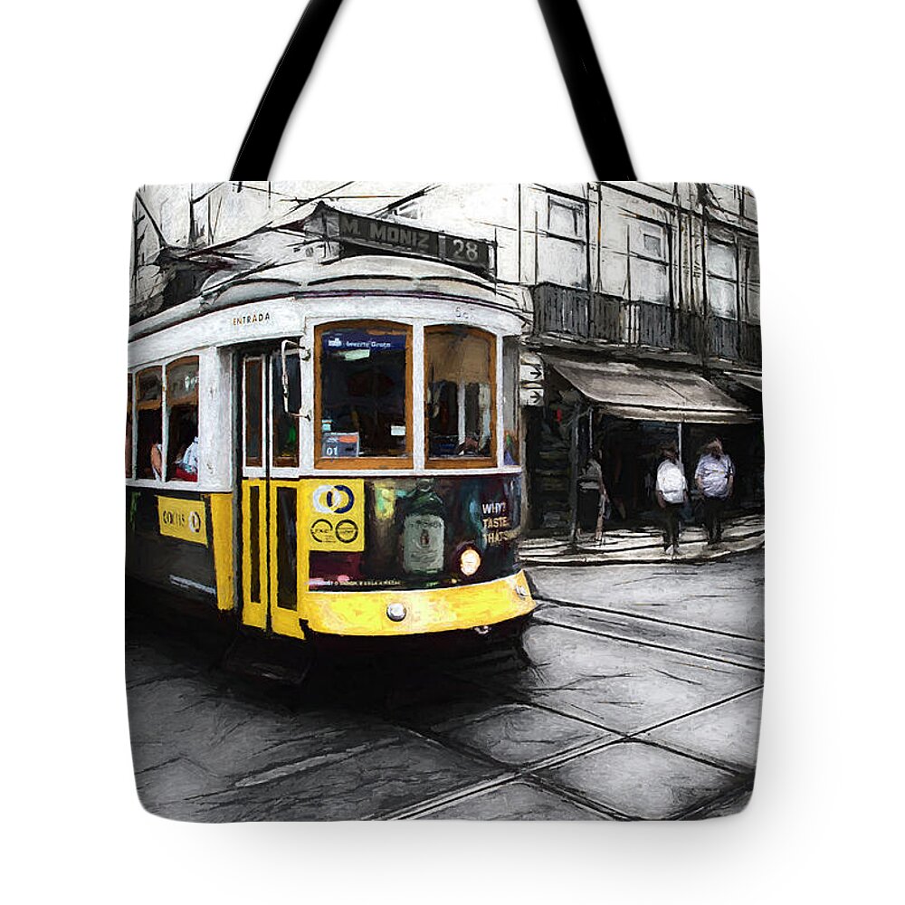 City Tote Bag featuring the photograph Tram 28 in Lisbon by W Chris Fooshee