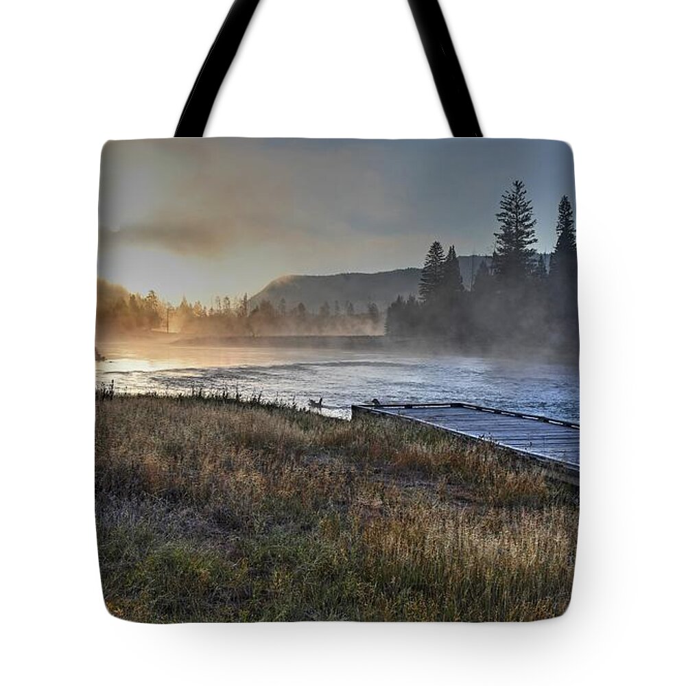 National Parks Tote Bag featuring the photograph Tranquil Madison River by Steve Brown