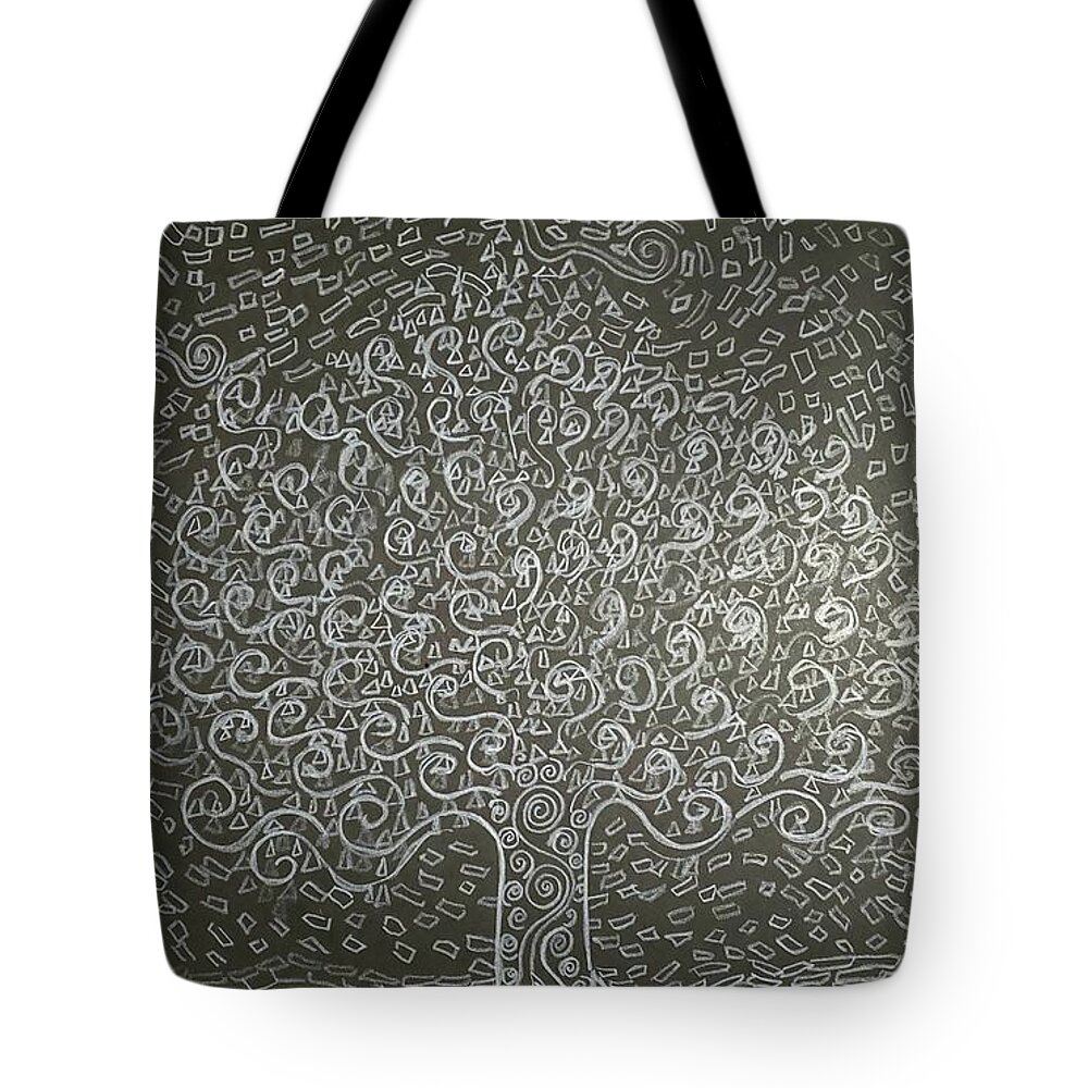 Tree. Black And White. Fantasy Rree. Squiggleism Tote Bag featuring the drawing Sweet Dreams Tree by Stefan Duncan