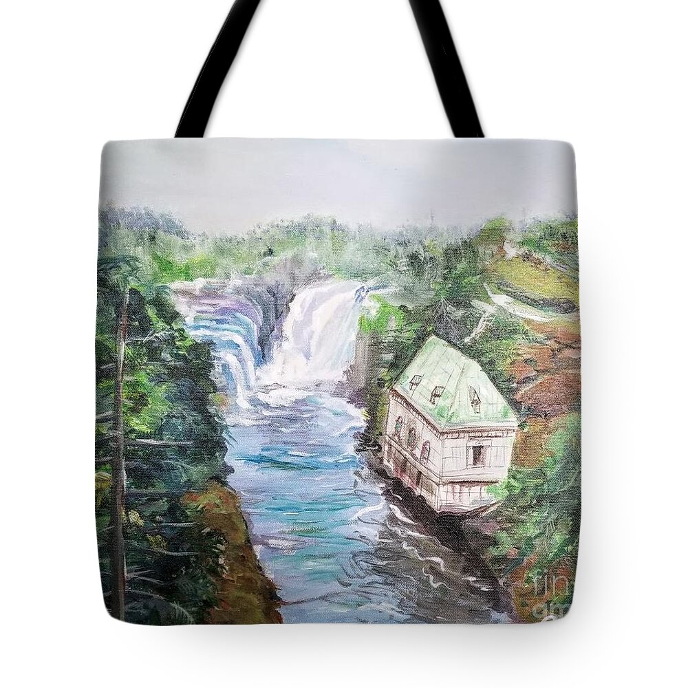Watkins Glen State Park Ouyang Art Aqqart Aqqstudio Acrylic On Canvas Tote Bag featuring the painting Trees by Leslie Ouyang