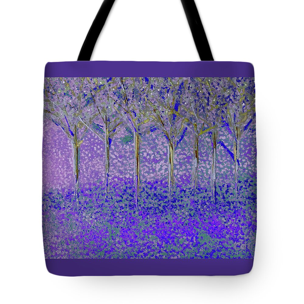 Trees Tote Bag featuring the painting Trees in Quiet Purple by Corinne Carroll