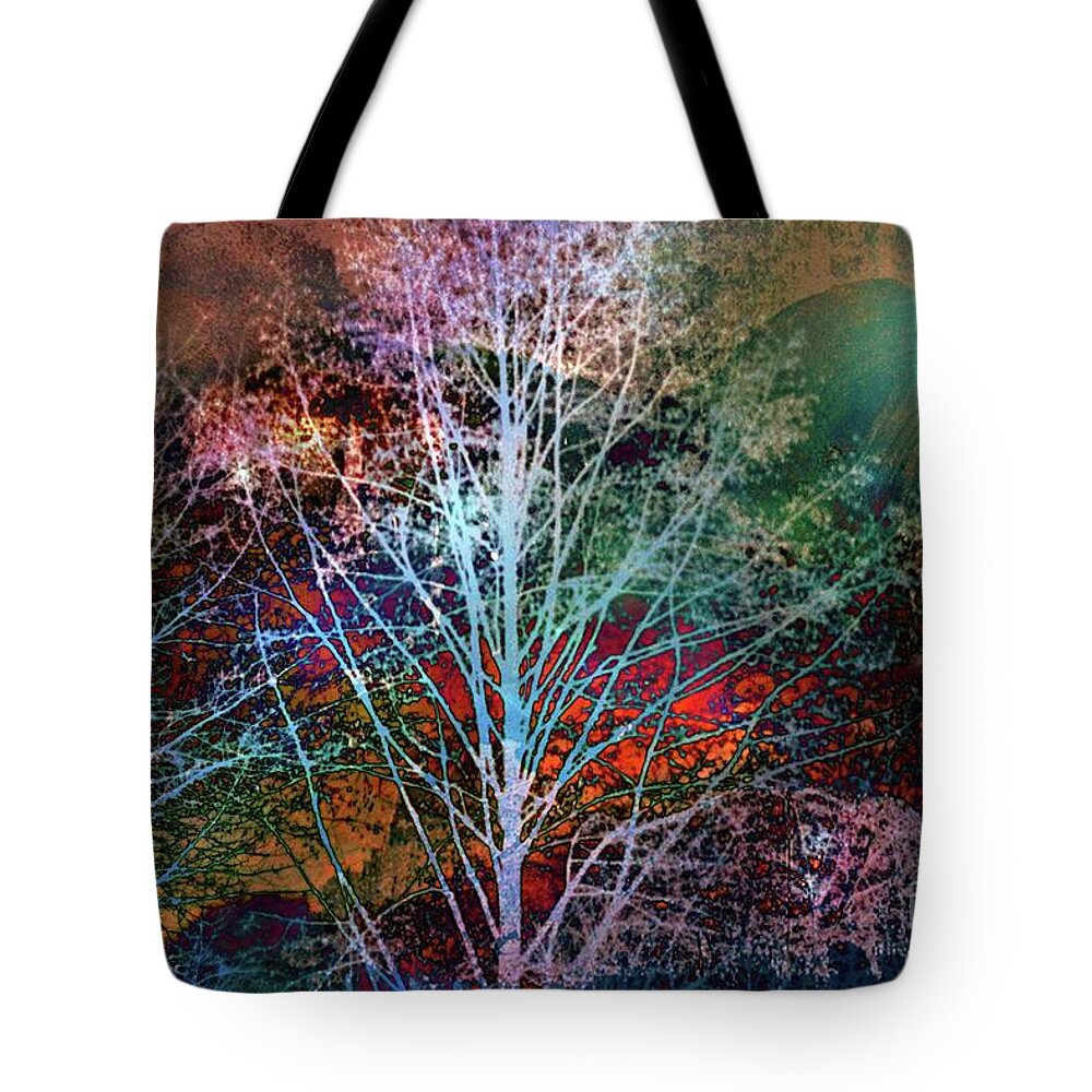Trees Tote Bag featuring the photograph Trees In The Night by Sylvia Cook