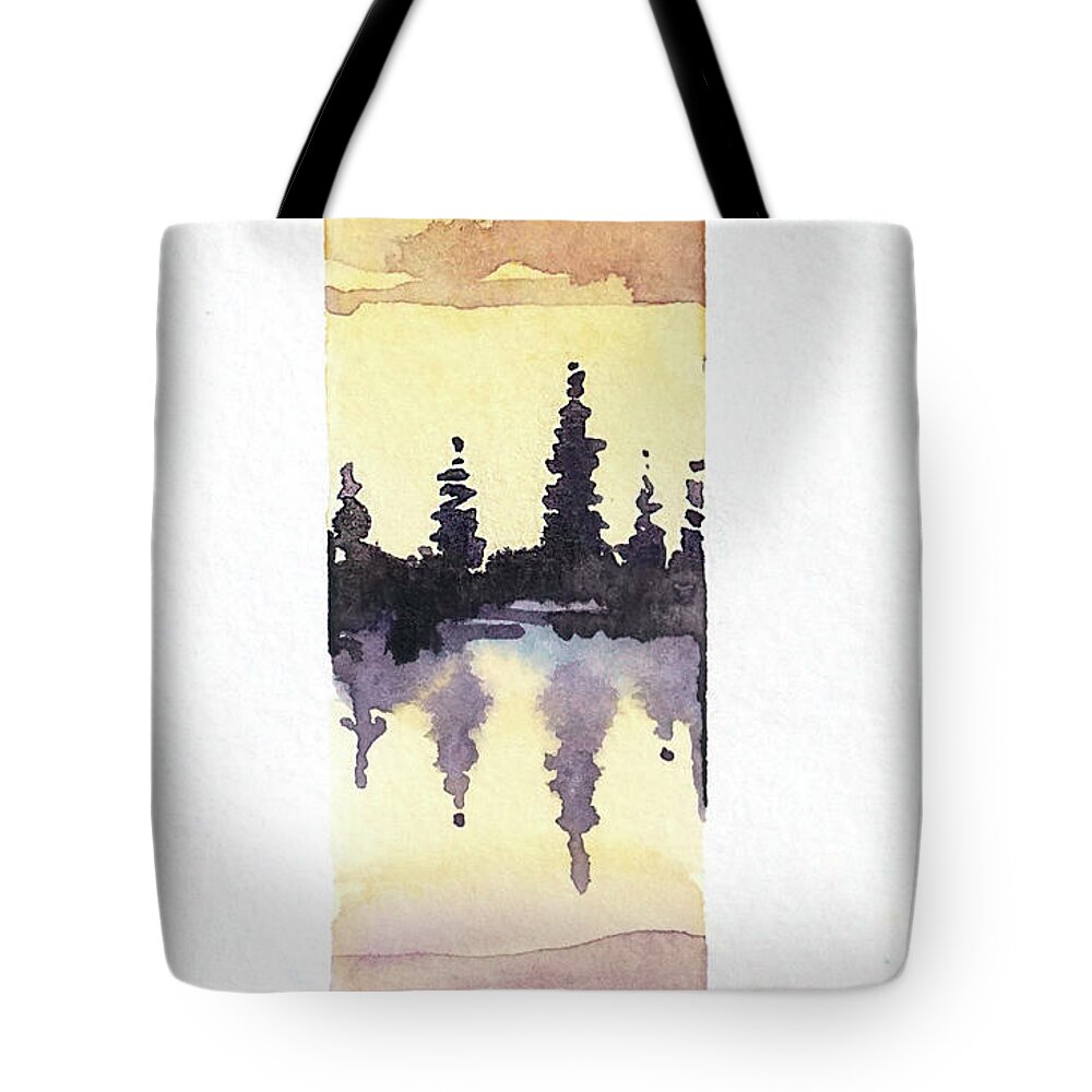 Trees Tote Bag featuring the painting Trees On Tuolumne Lake by Luisa Millicent