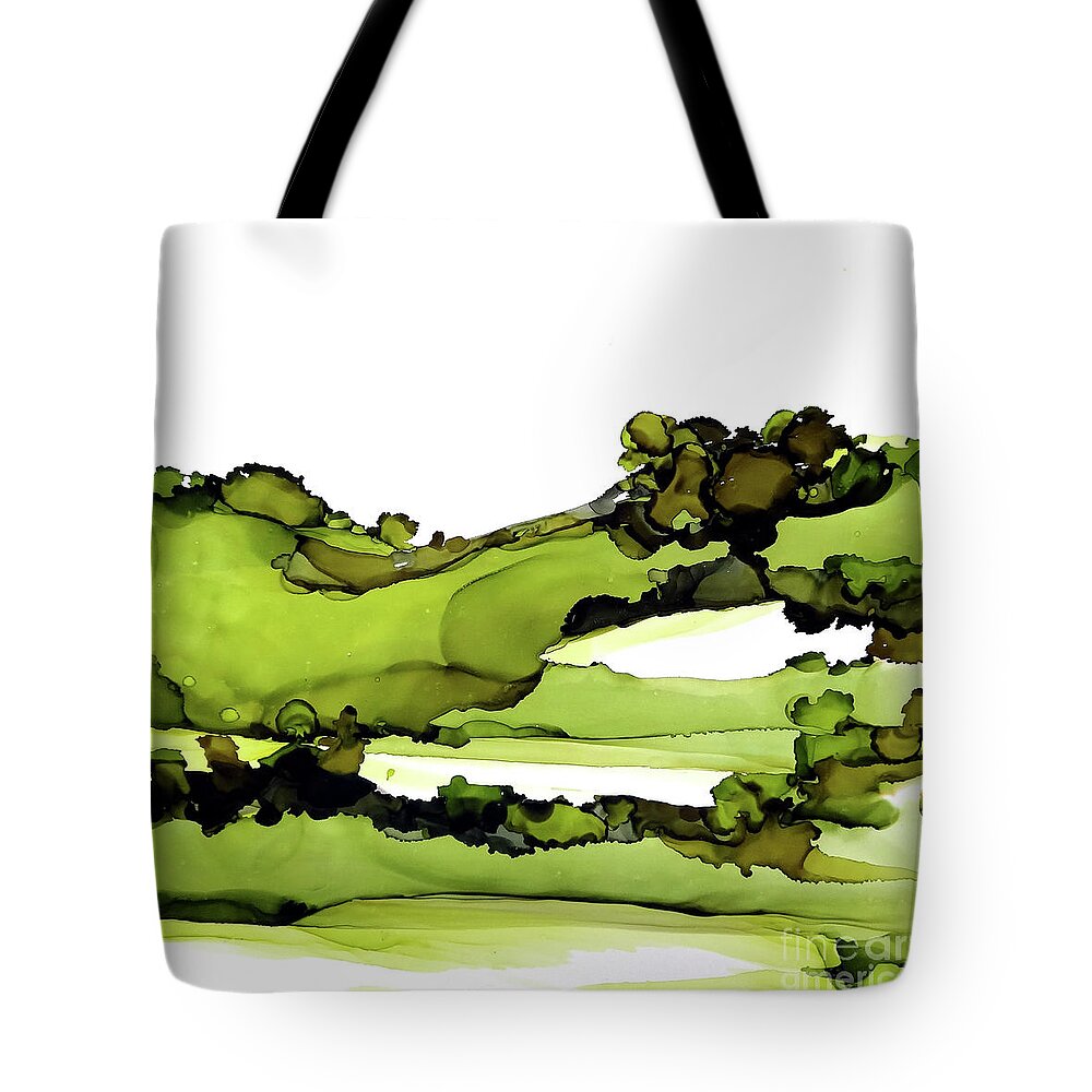 Alcohol Ink Tote Bag featuring the painting Treescape 1 by Chris Paschke