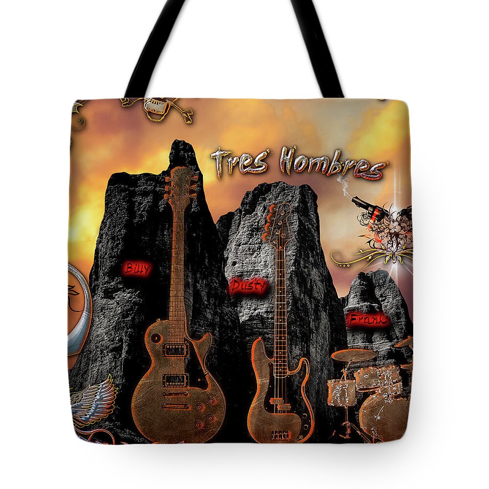 Tres Hombres Tote Bag featuring the digital art Tres Hombres by Michael Damiani