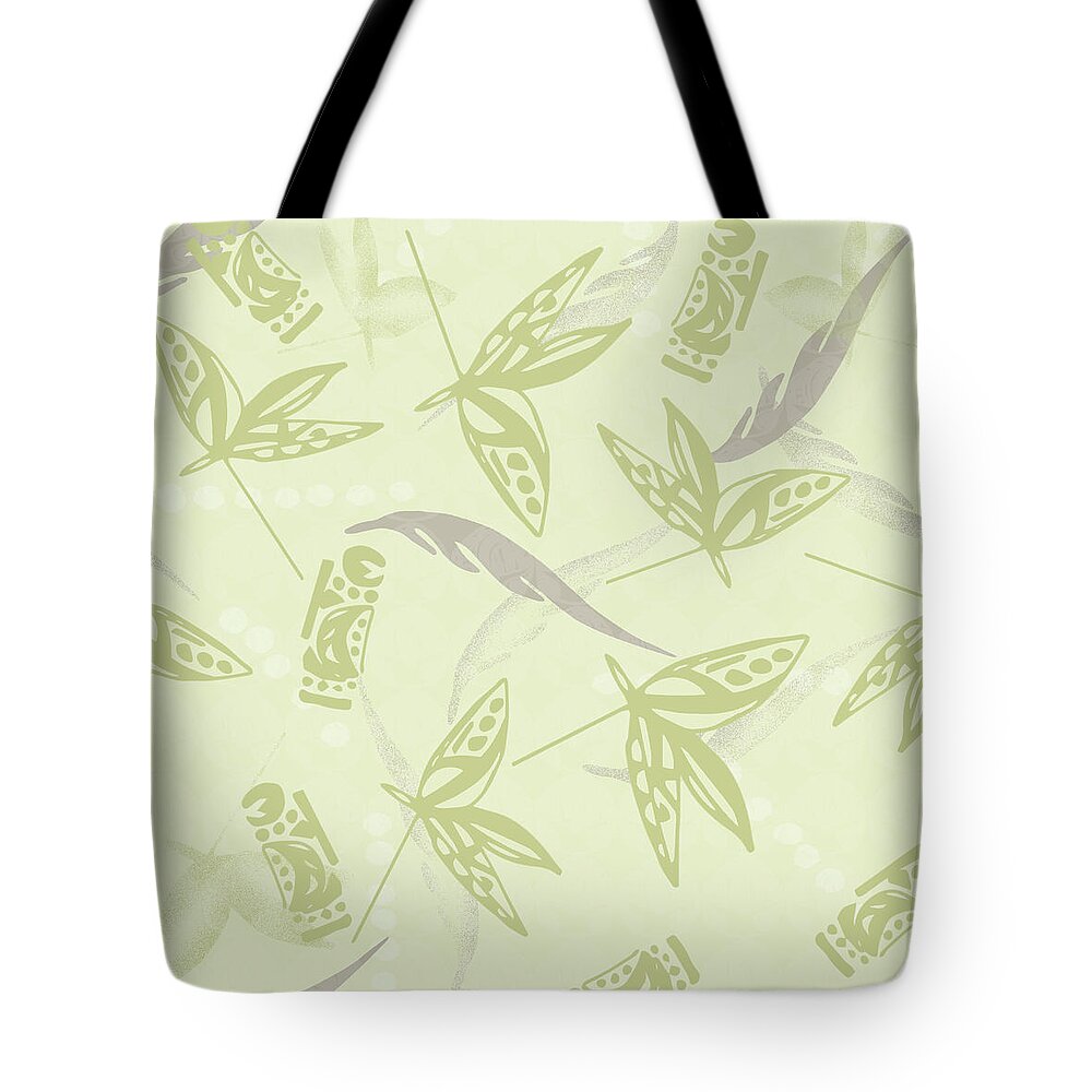 Tribal Tote Bag featuring the digital art Tribal Leaves, Drums, and Feathers Pattern by Sand And Chi