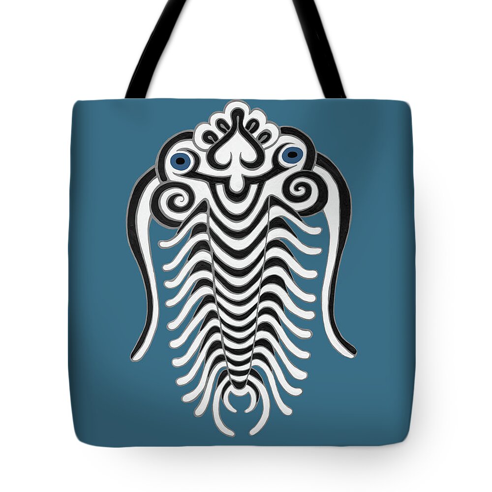 Sea Creature Tote Bag featuring the painting Trilobite. Blue by Amy E Fraser