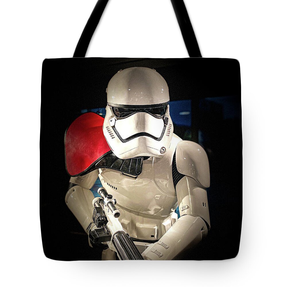 Star Wars Tote Bag featuring the photograph Trooper by Joseph Caban