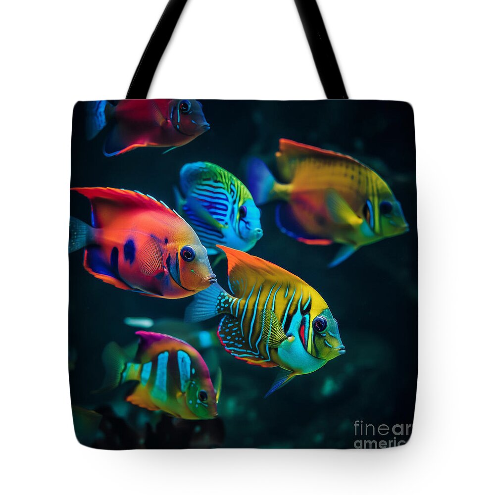 Tropical Tote Bag featuring the digital art Tropical Fish II by Jay Schankman