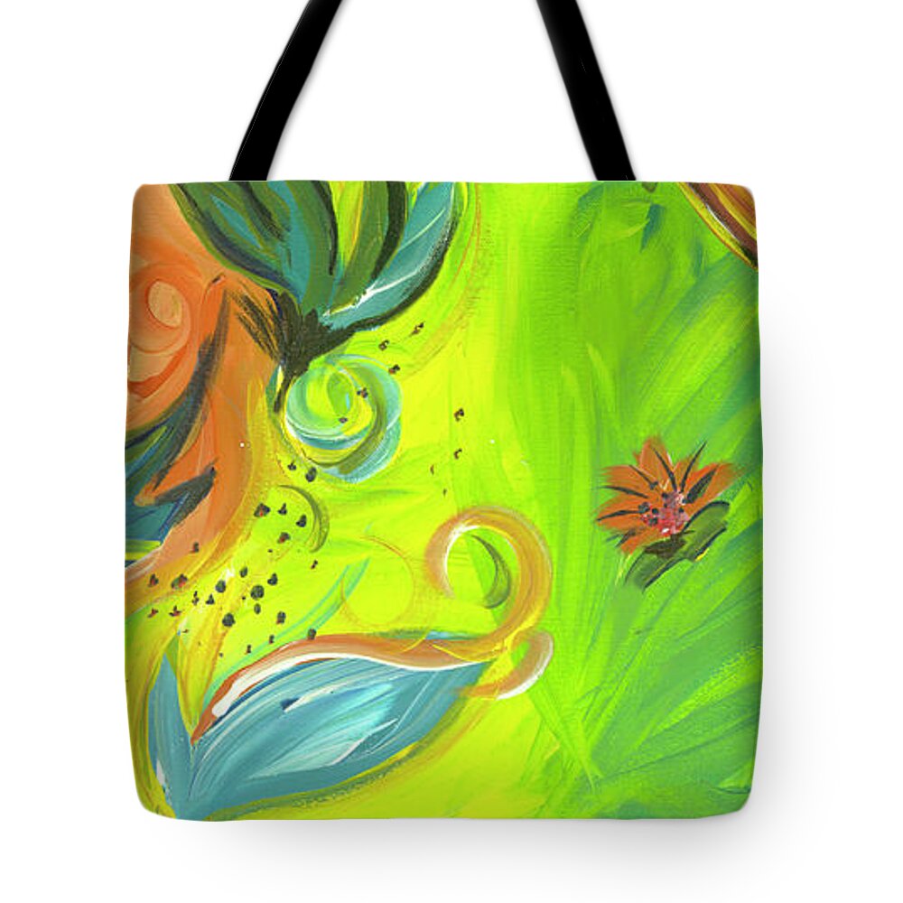 Tropical Tote Bag featuring the painting Tropical Flower Swirls by Britt Miller