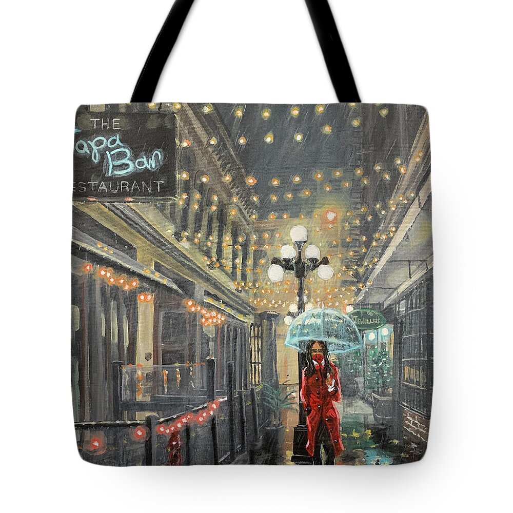 Victoria Tote Bag featuring the painting Trounce Alley Victoria January 2021 by Scott Dewis