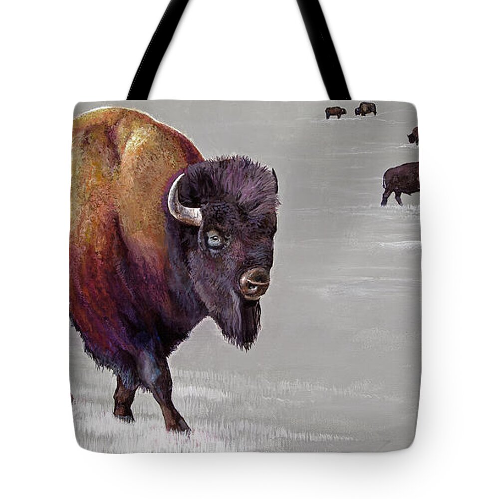 Bison Tote Bag featuring the painting True Colors by Averi Iris