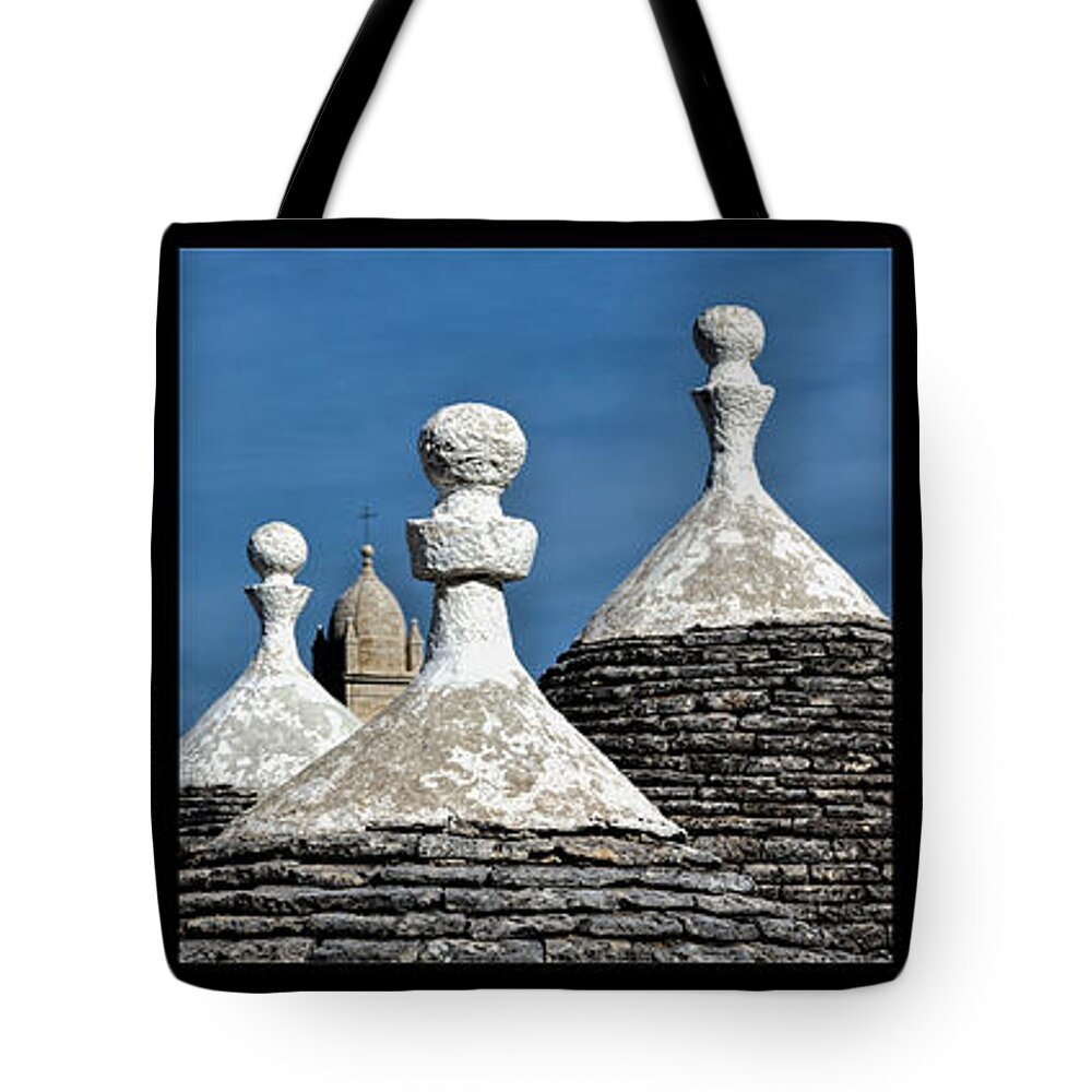 Trulli Tote Bag featuring the photograph Trulli Tops Square by Elvira Peretsman
