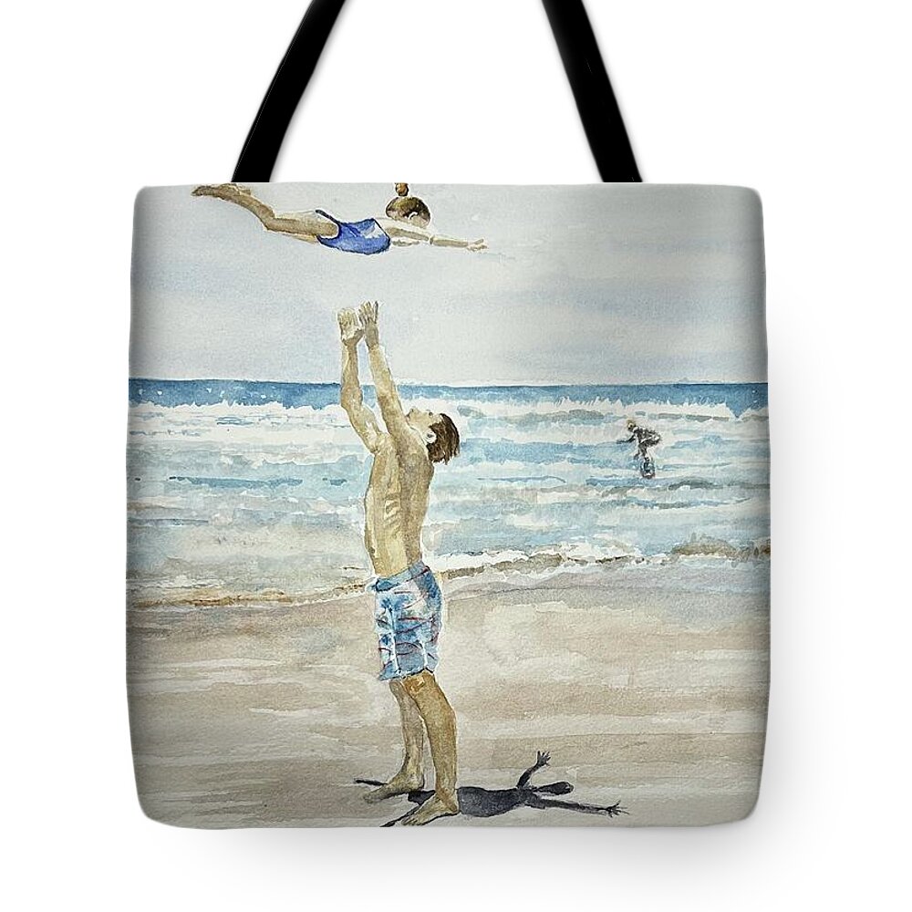 Beach Tote Bag featuring the painting Trust by Claudette Carlton