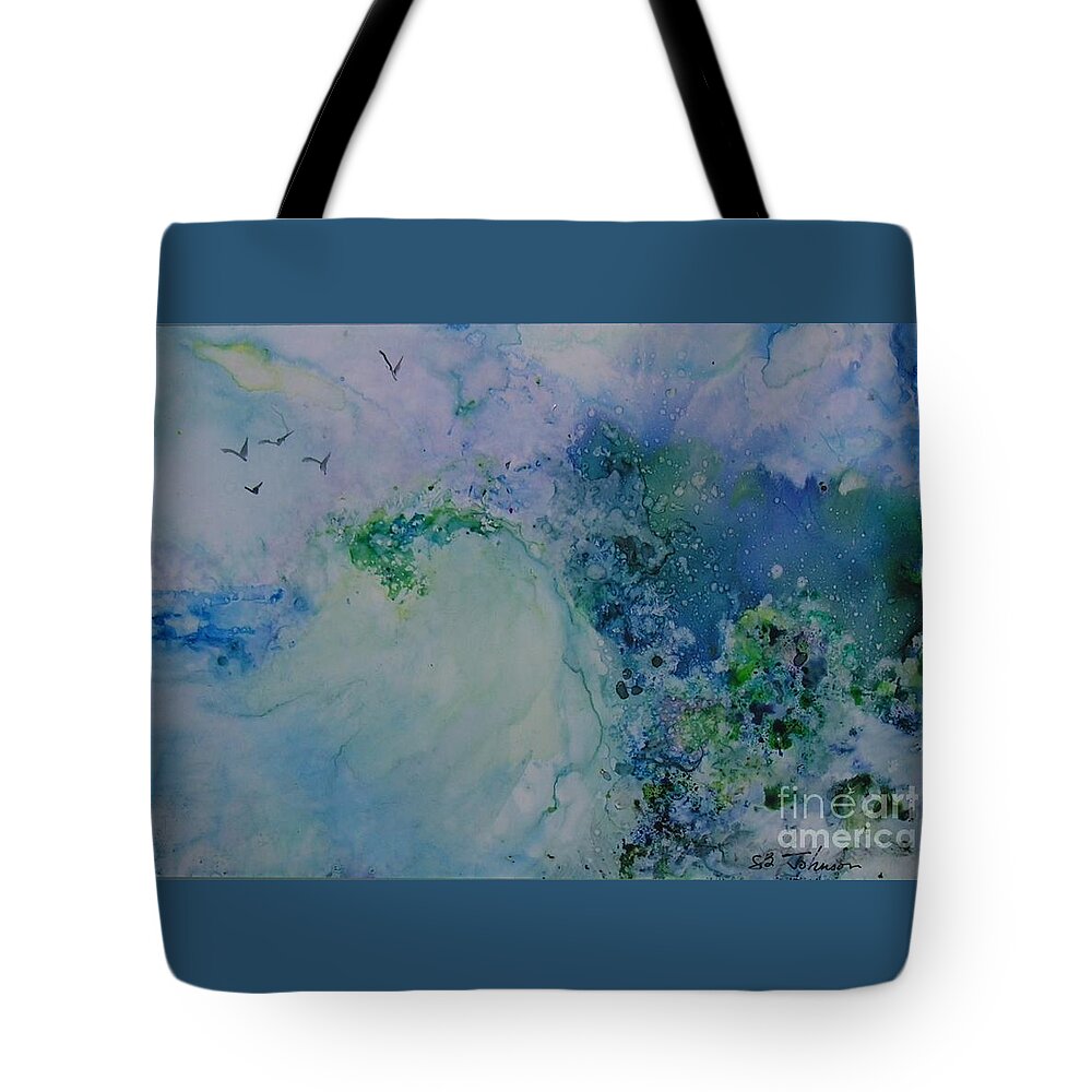Watercolor Tote Bag featuring the painting Tsunami by Susan Blackaller-Johnson