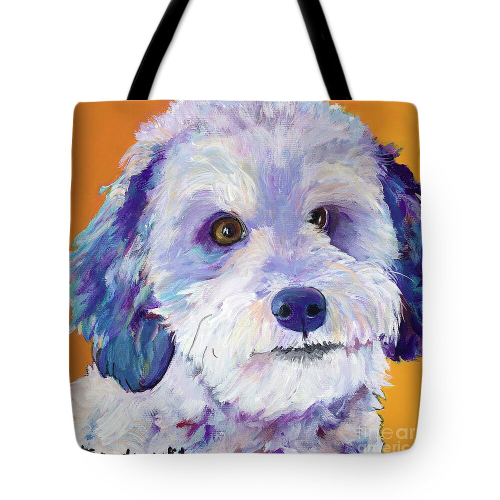 Toy Poodle Tote Bag featuring the painting Tucker by Pat Saunders-White