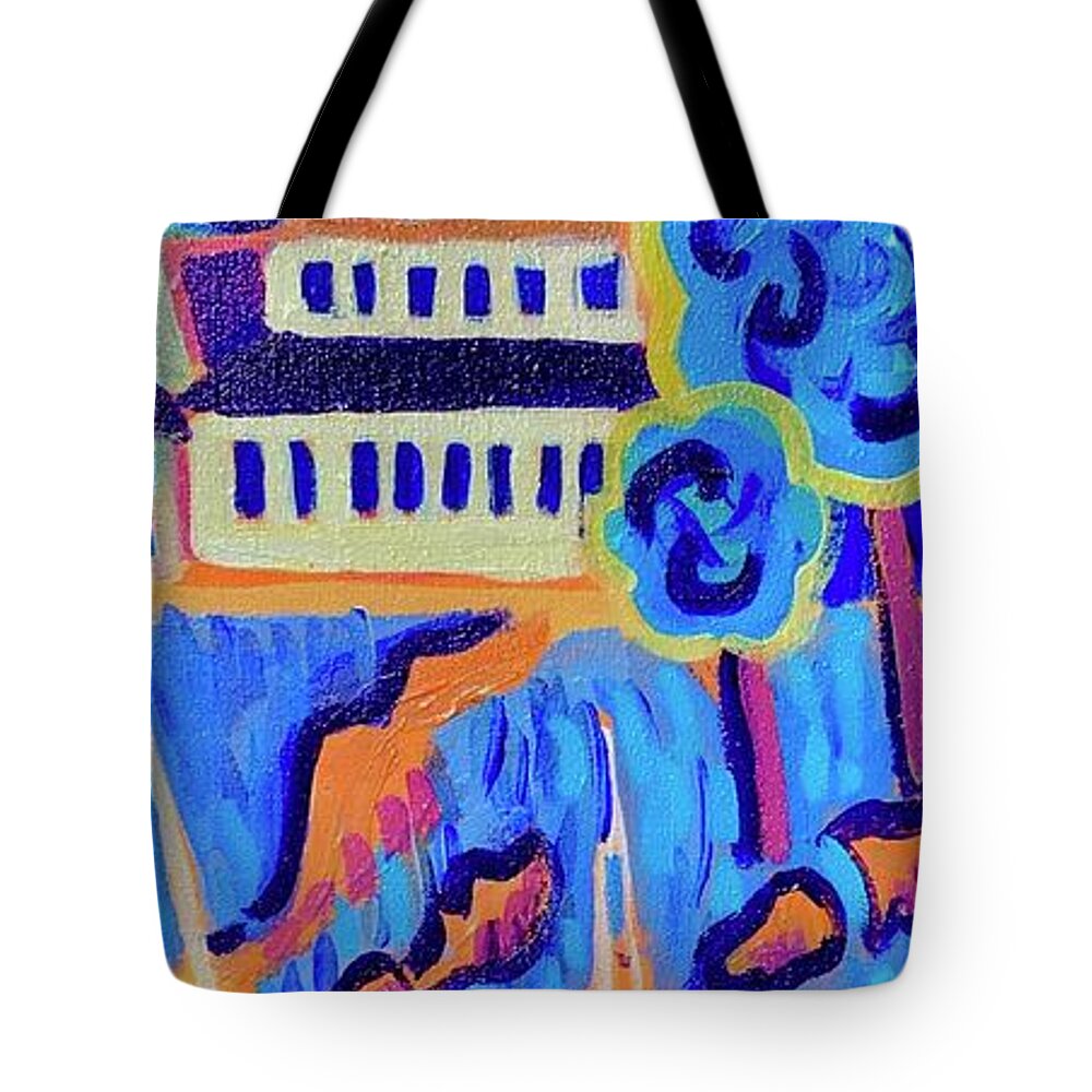 Manchester By-the-sea Tote Bag featuring the painting Tucks Point Cliff House by Debra Bretton Robinson