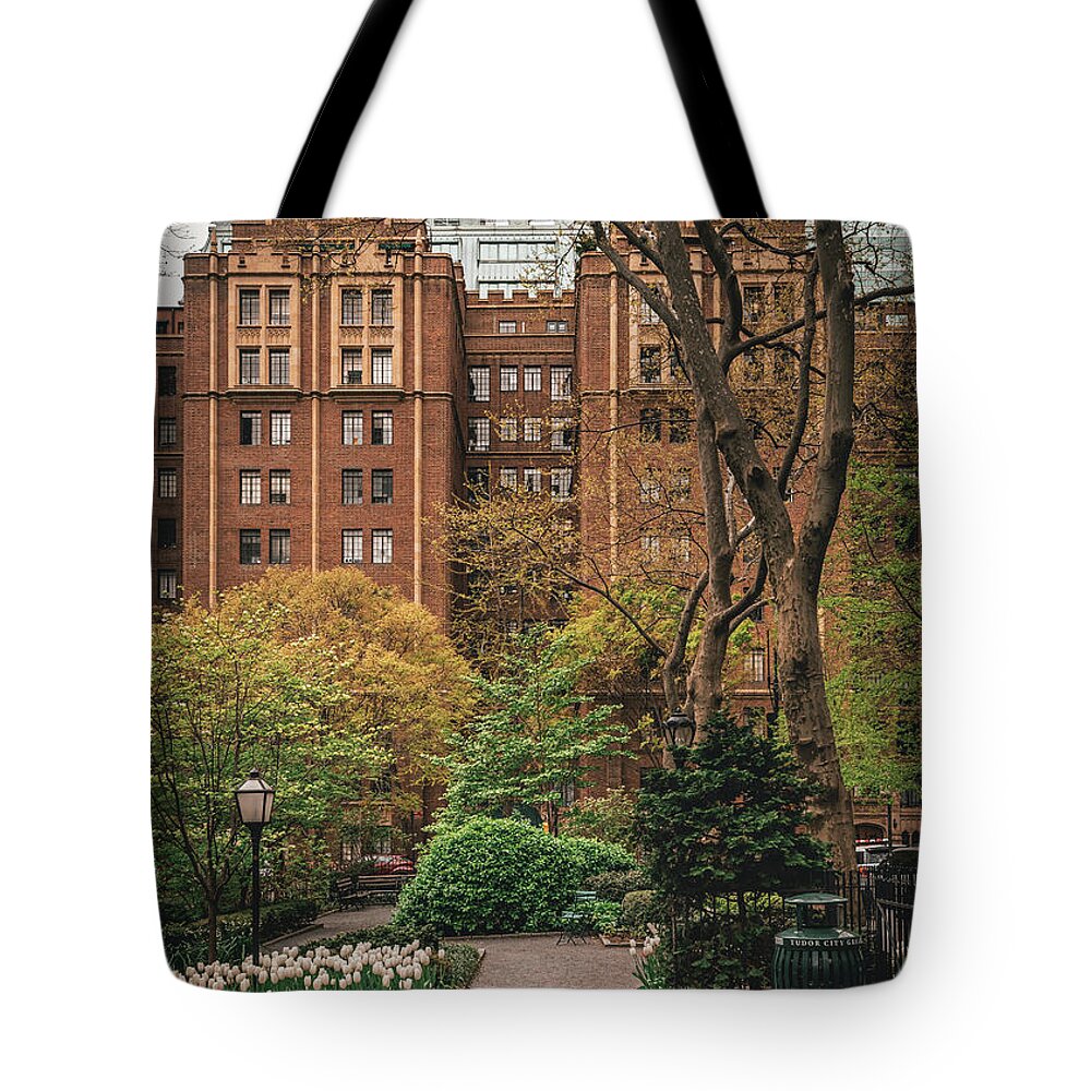 Tudor City Tote Bag featuring the photograph Tudor City Greens 02 by Jon Bilous