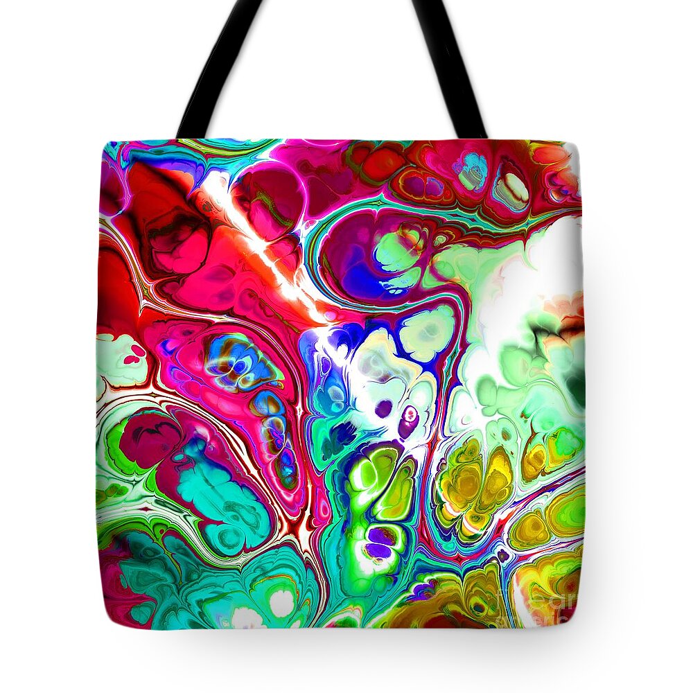 Colorful Tote Bag featuring the digital art Tukiran - Funky Artistic Colorful Abstract Marble Fluid Digital Art by Sambel Pedes