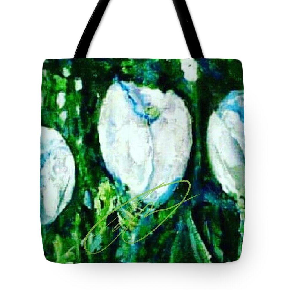 Tulips Tote Bag featuring the painting Tulips by Julie TuckerDemps
