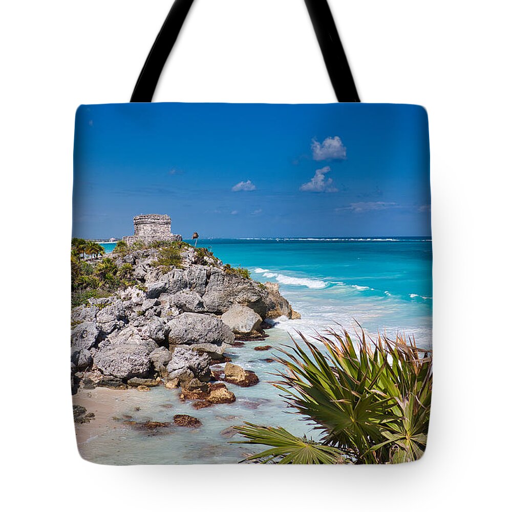 Tulum Tote Bag featuring the photograph Tulum Mayan Ruins Mexico #3 by Tatiana Travelways