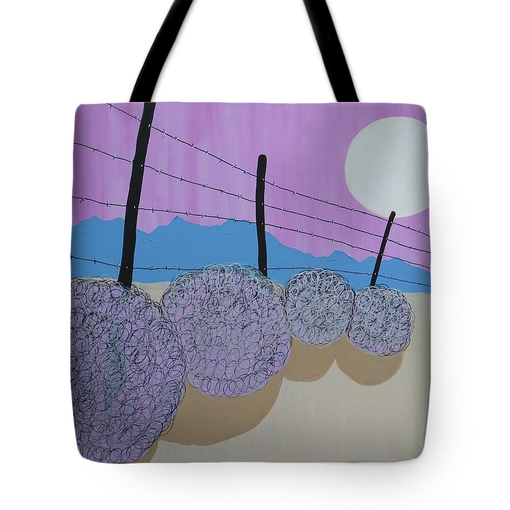 Bold Tote Bag featuring the painting Tumbleweed Journey by Ted Clifton