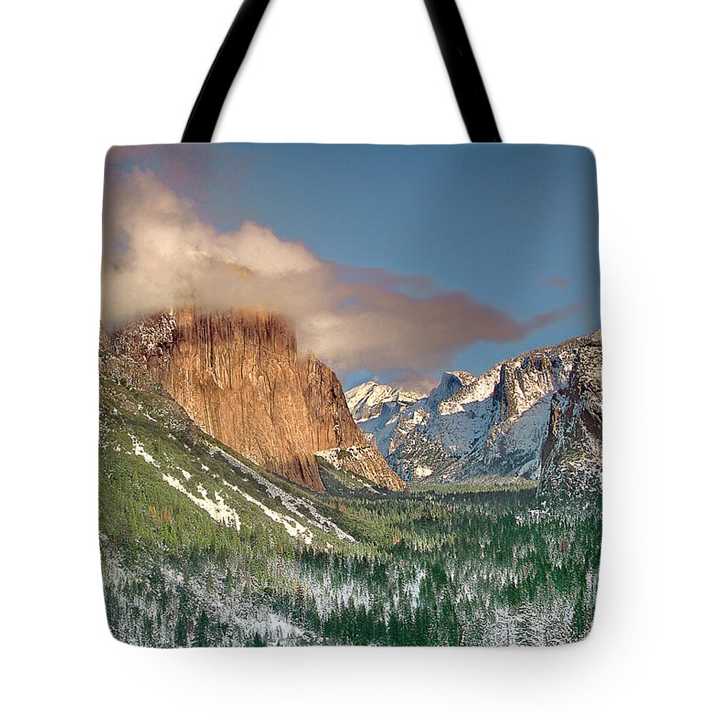 Dave Welling Tote Bag featuring the photograph Tunnel View Winter Yosemite National Park by Dave Welling
