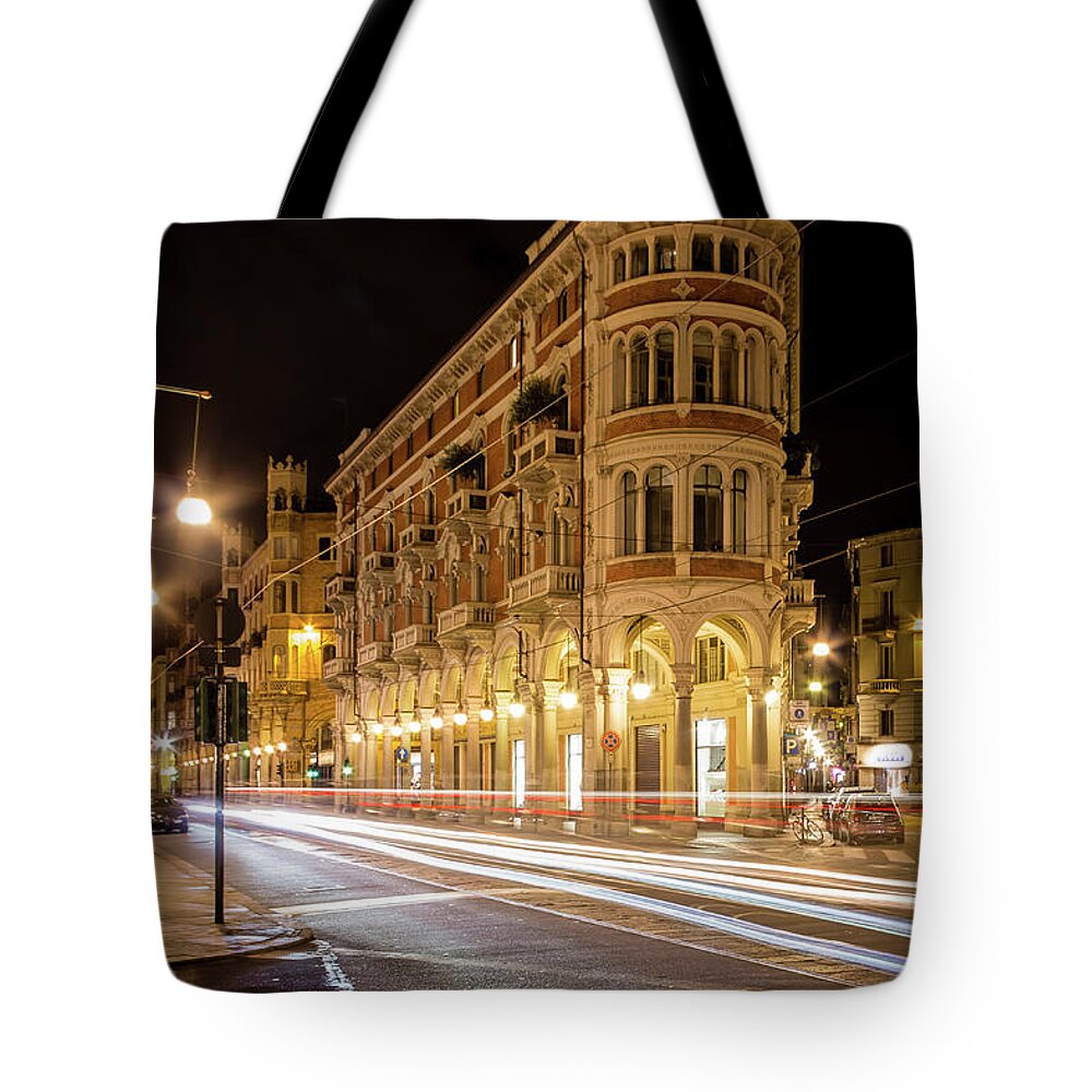 Italy Tote Bag featuring the photograph Turin, Italy at night by Craig A Walker