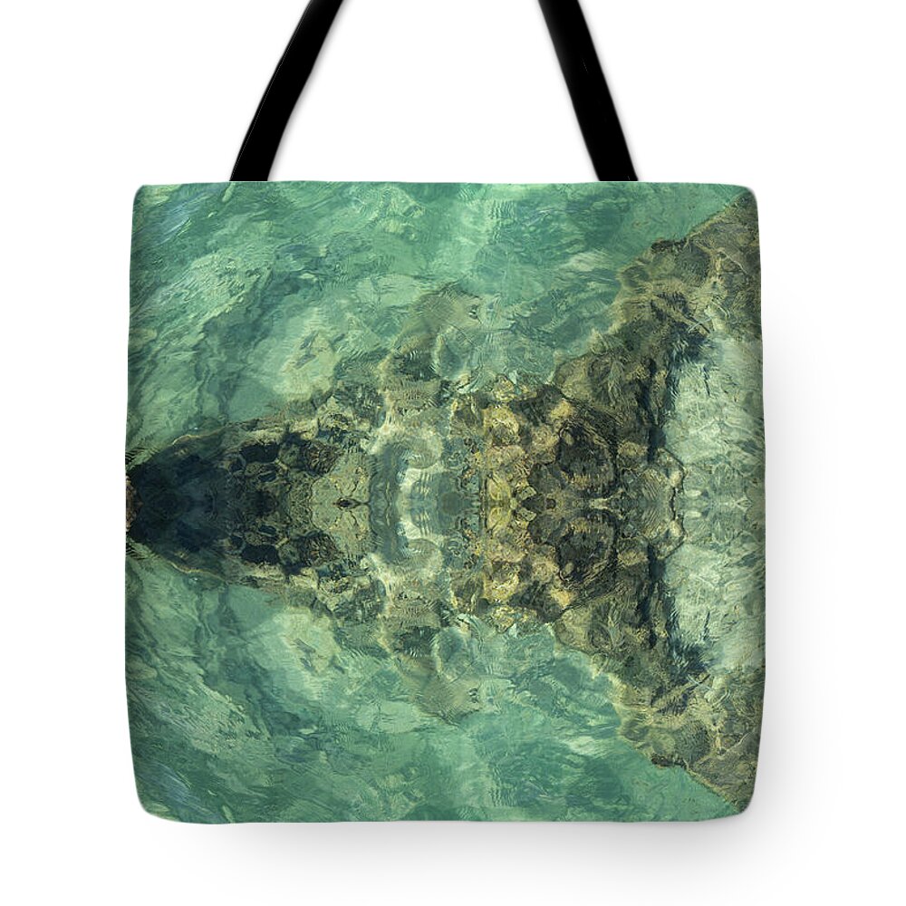 Turquoise Tote Bag featuring the digital art Turquoise sea water and soft waves by Adriana Mueller