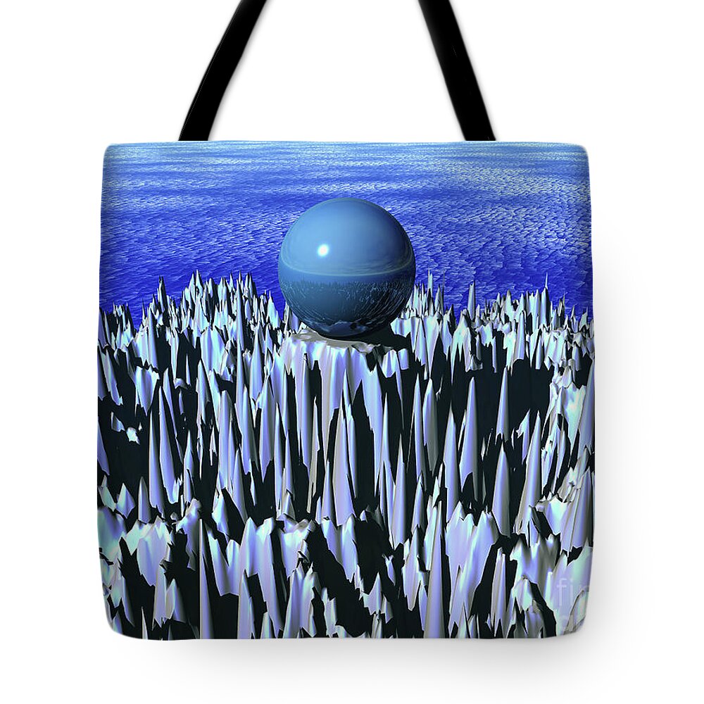 Landscape Tote Bag featuring the digital art Turquoise Sphere by Phil Perkins