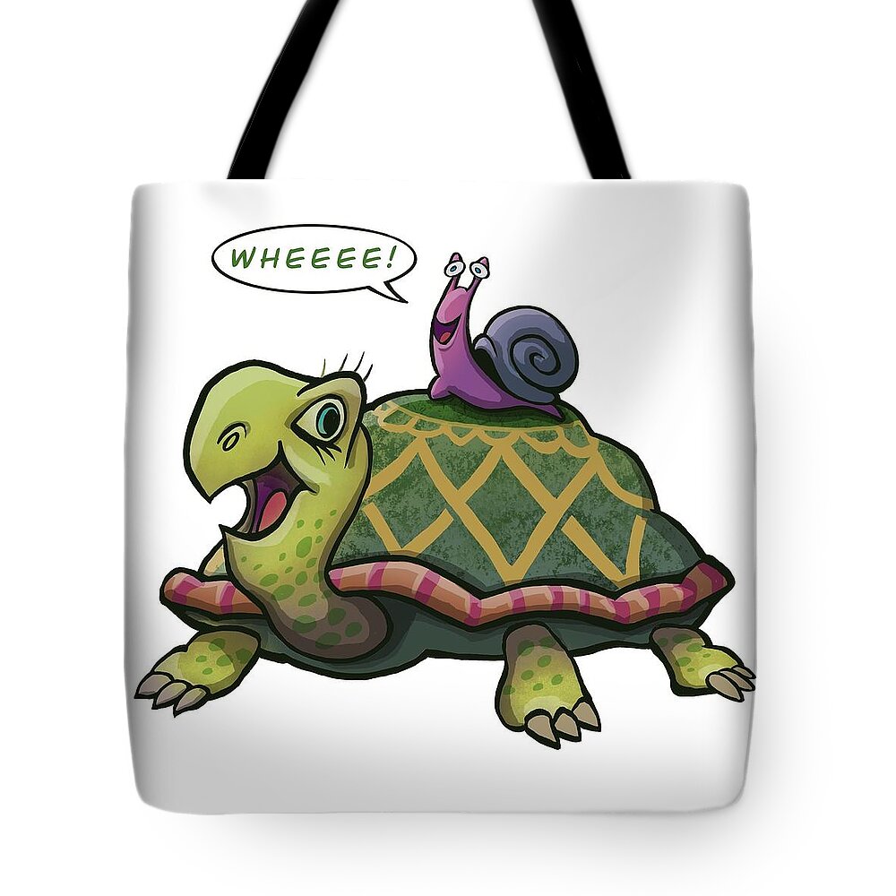 Turtle Snail Tote Bag featuring the digital art Turtle and Snail by Don Morgan
