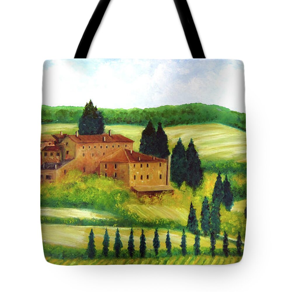Landscape Tote Bag featuring the painting Tuscan Landscape 2 by Leonardo Ruggieri