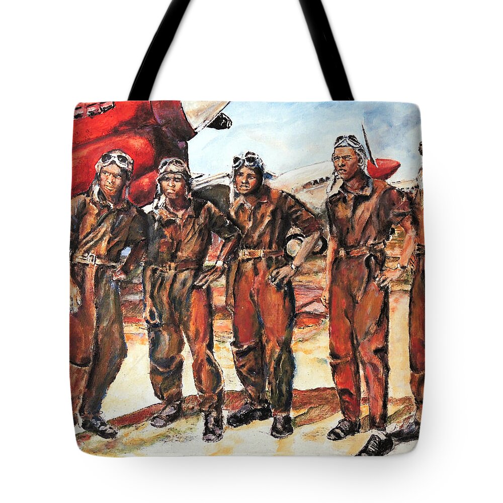 Tuskegee Airmen Tote Bag featuring the painting Tuskegee Airmen by John Bohn