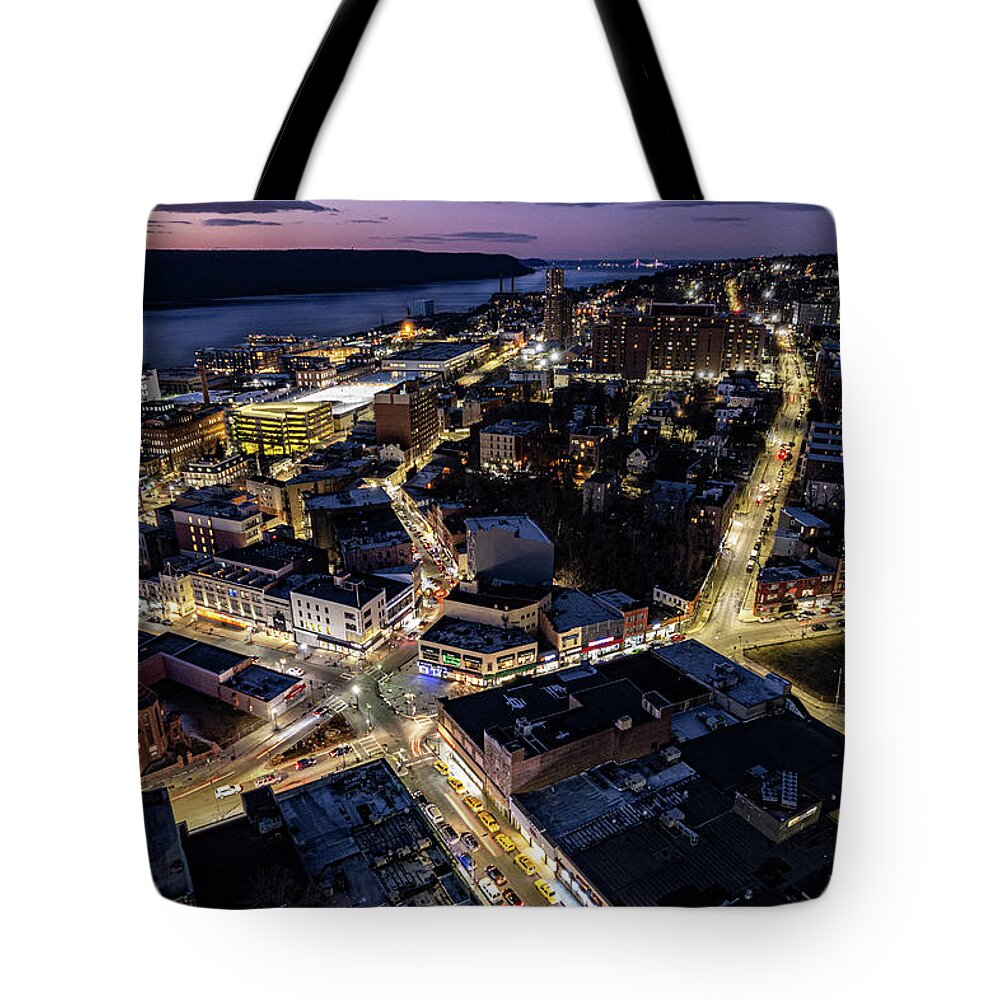 Getty Square Tote Bag featuring the photograph Twilight Along the Hudson by Kevin Suttlehan