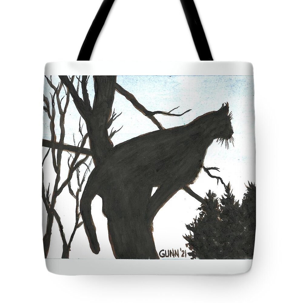 Cat Tote Bag featuring the painting Twilight Hunter by Katrina Gunn