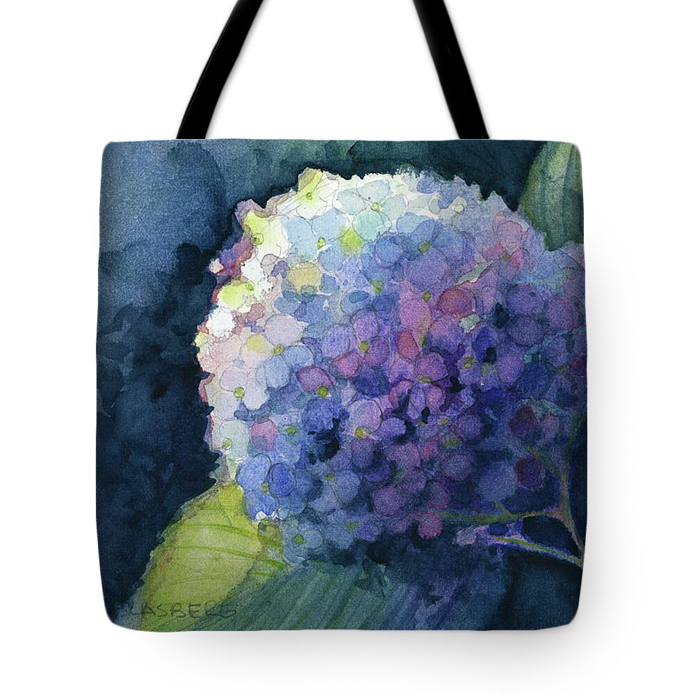 #originalfineart #watercolorpainting #watercolor #hydrangea #floral #watercolor #flowers Tote Bag featuring the painting Twilight Hydrangea by Lois Blasberg