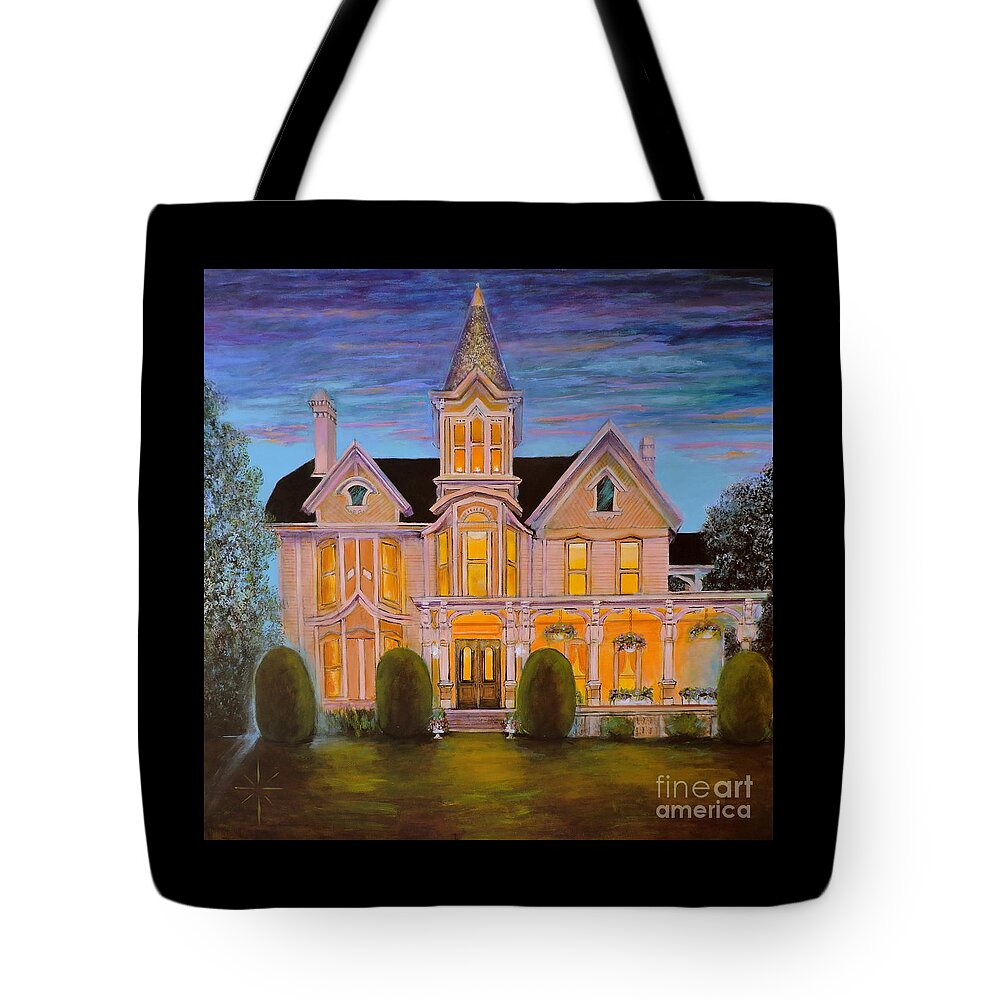 House Tote Bag featuring the painting Twilight in Troy by Jodie Marie Anne Richardson Traugott     aka jm-ART