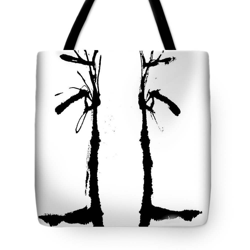 Abstract Tote Bag featuring the painting Twin Trees by Stephenie Zagorski