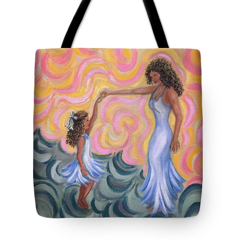 Original Painting Tote Bag featuring the painting Twirling on Swirls by Sherrell Rodgers