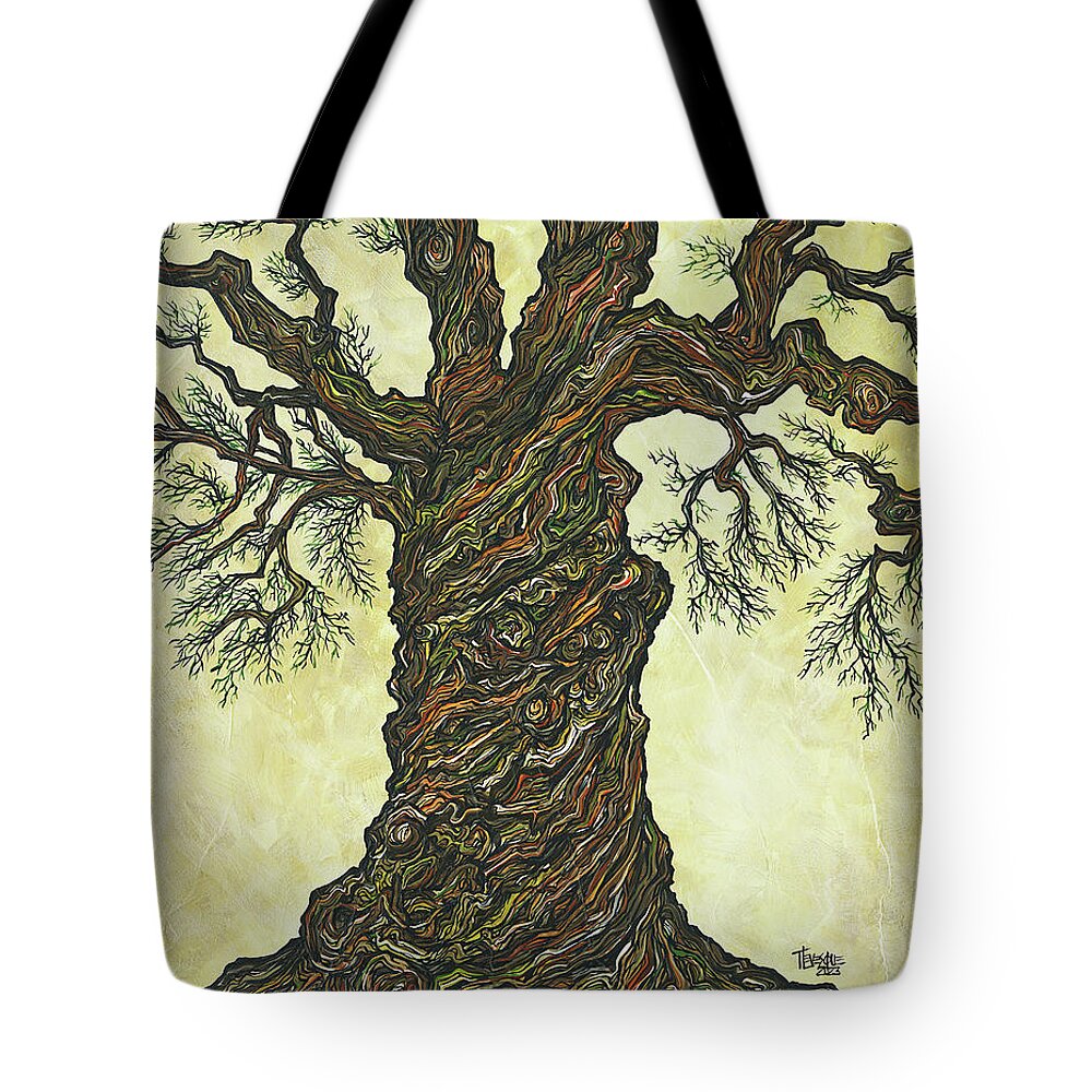 Catalpa Tree Tote Bag featuring the painting Twisted Catalpa Tree by Tracy Levesque