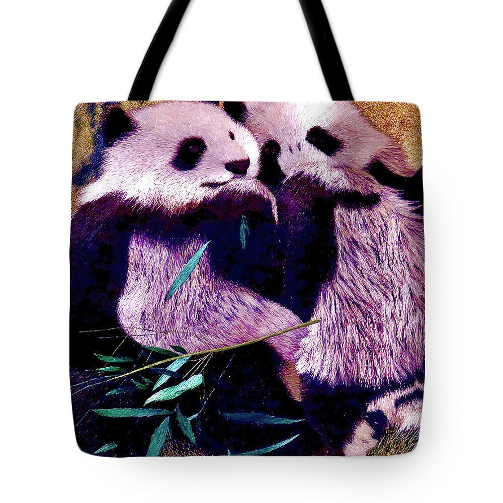 Pandas Tote Bag featuring the photograph Two of a Kind by Kerry Obrist