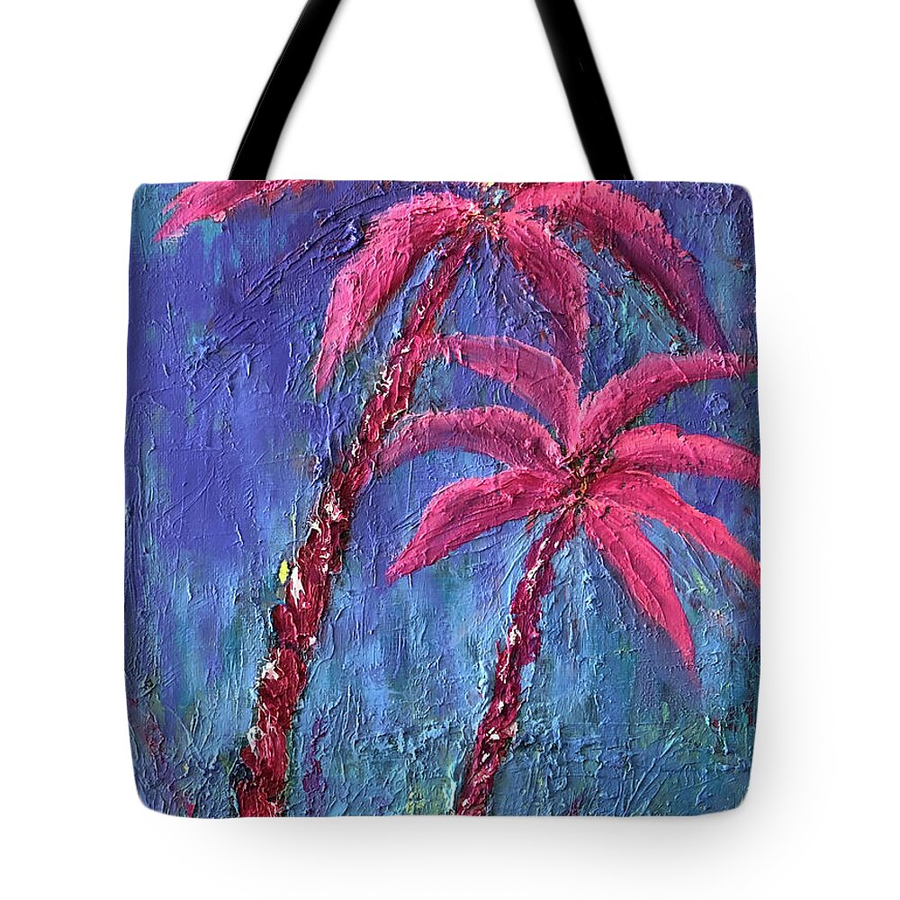 Nature Tote Bag featuring the painting Two Palm Trees 1 by Karin Eisermann
