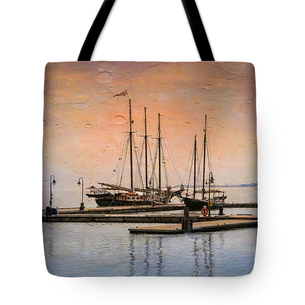 Schooners Tote Bag featuring the photograph Two Schooners at Bay by Shelia Hunt
