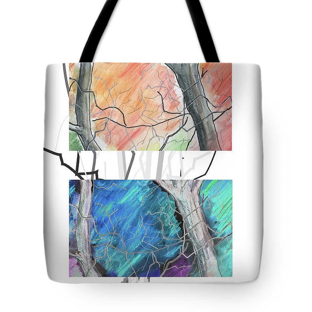 Contemporary Tote Bag featuring the digital art Two Trees by Ted Clifton