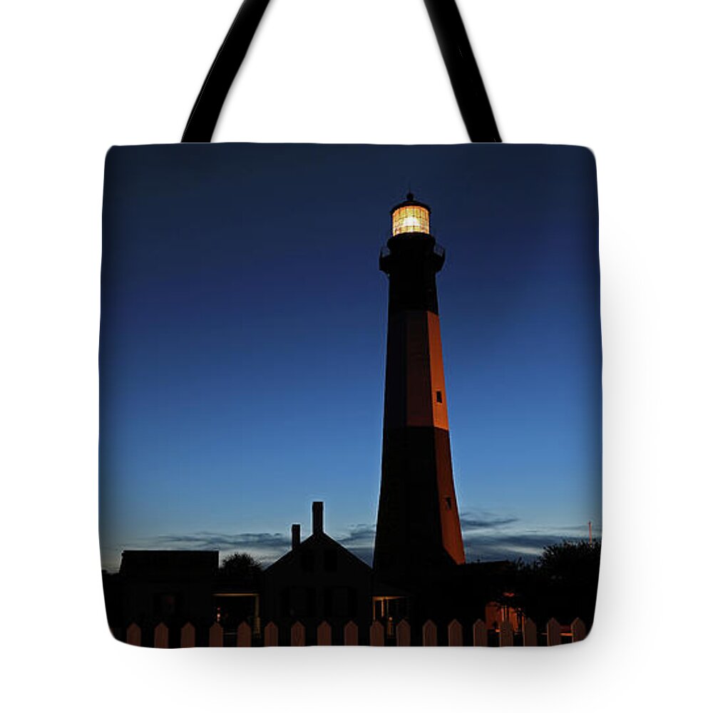 Lighthouse Tote Bag featuring the photograph Tybee Island Lighthouse, Ga.- Night Shot by Richard Krebs